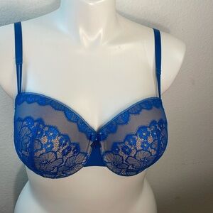 Wacoal Captivation Royal Blue Padded Push Up Bra Lace 38D